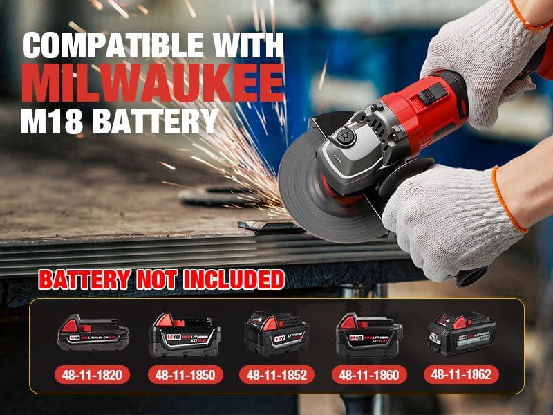 Miniatura 2 de Amoladora angular inalámbrica para batería Milwaukee M18 de 18 V, sin escobillas, amoladora inalámbrica de 4 12 pulgadas, velocidad variable,