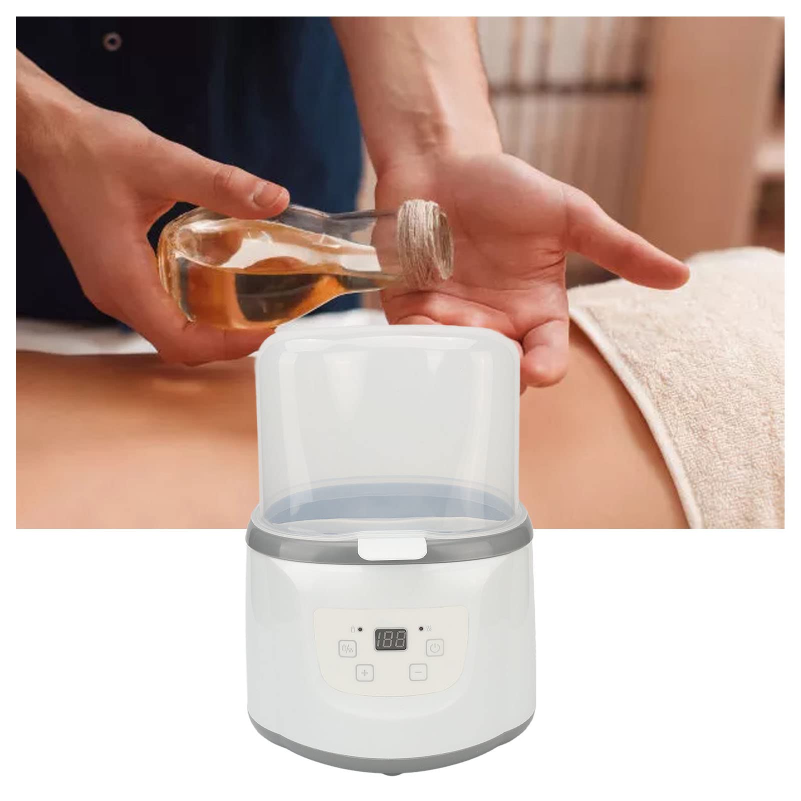 Scalda Olio da Massaggio, Scalda Crema Multifunzione con Controllo della Temperatura 4 in 1 Casa per Latte con Misurino Display Digitale (Spina UE 220V)