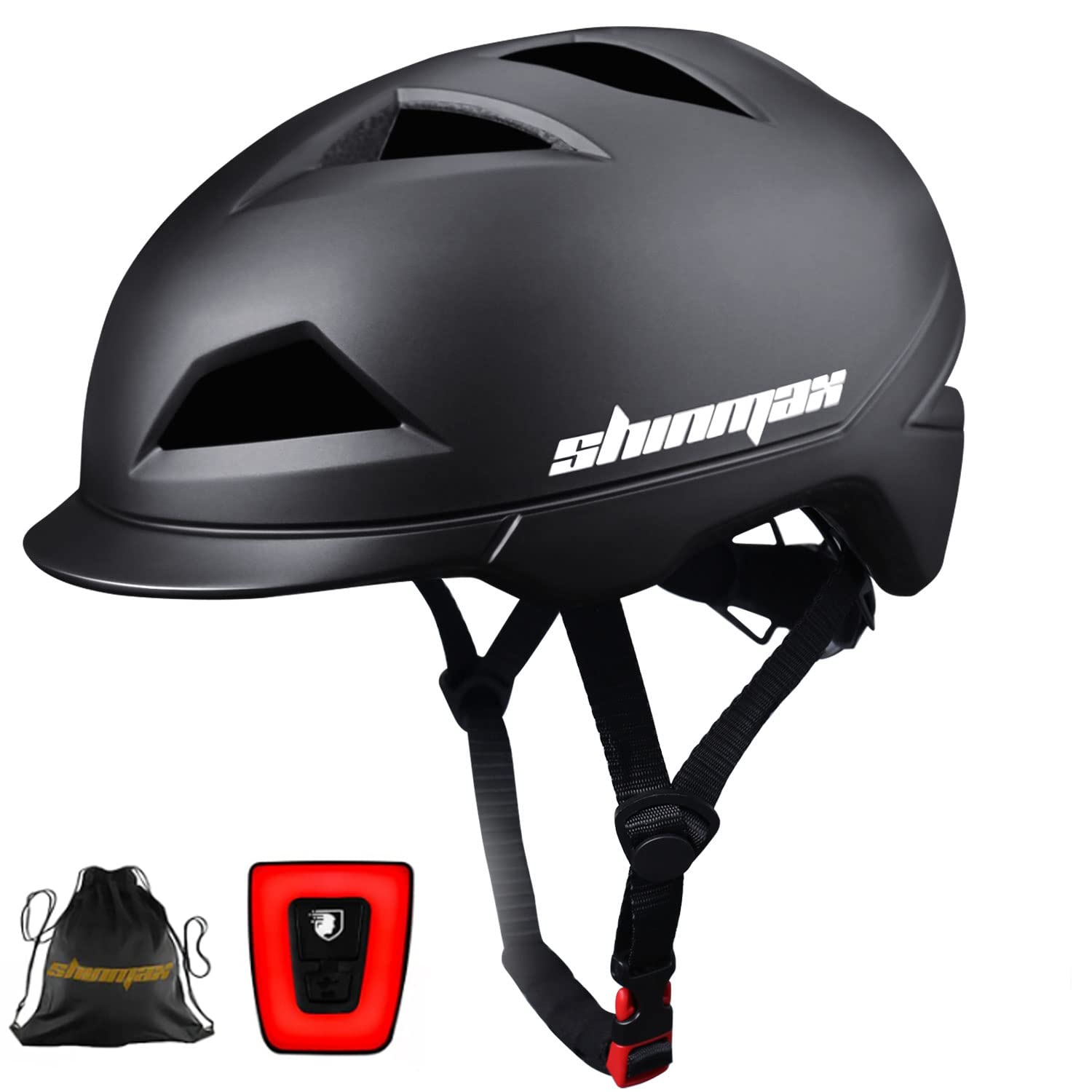 Bike Helmet,Shinmax Bicycle Helmet with USB Rechargeable LED Rear Back Light for Urban Commuter Scooter Lightweight Scooter Adjustable Skateboard Helmet for Men/Women -T66