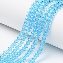 Perlin 85pcs Czech Crystal Bohemian Beads 6mm Czech Beads Faceted Round 1 Strand (Aquamarine), Blue Aquamarine