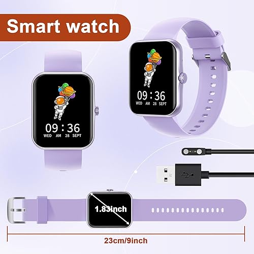 Miniatura 7 de PTHTECHUS Reloj inteligente para niños, 1.83 pulgadas, rastreador de actividad física para jóvenes, con monitor de frecuencia cardíacasueño, 37