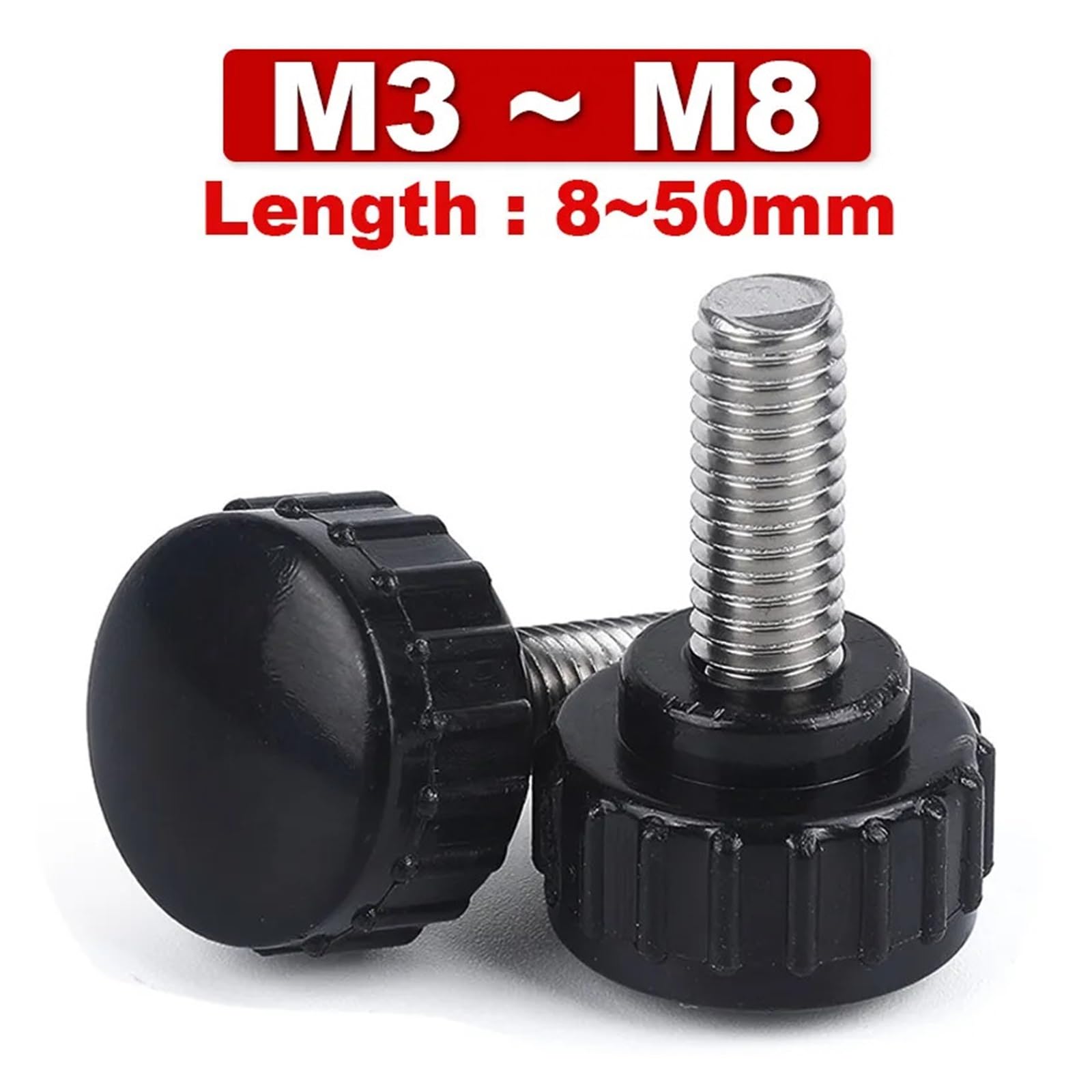 M3 M4 M5 M6 M8 Round Head Handle Hand Screw Round Knurled Rubber Plastic Tighten Bolt Nuts Knob 304 Stainless Steel (Color : 25mm, Size : M5 (4Pcs))