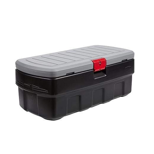 Rubbermaid ActionPacker️ 48 Gal Lockable Plastic Storage Bin, Industrial, Rugged Large Container with Lid (Black,gray)