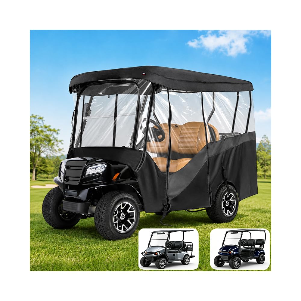 Golf Cart Cover with Clear PVC Windshield for E-Z-GO TXT Freedom Golf Cart Awning Protective Cover Waterproof Windproof Accessories,S(94 * 52 * 58 in)