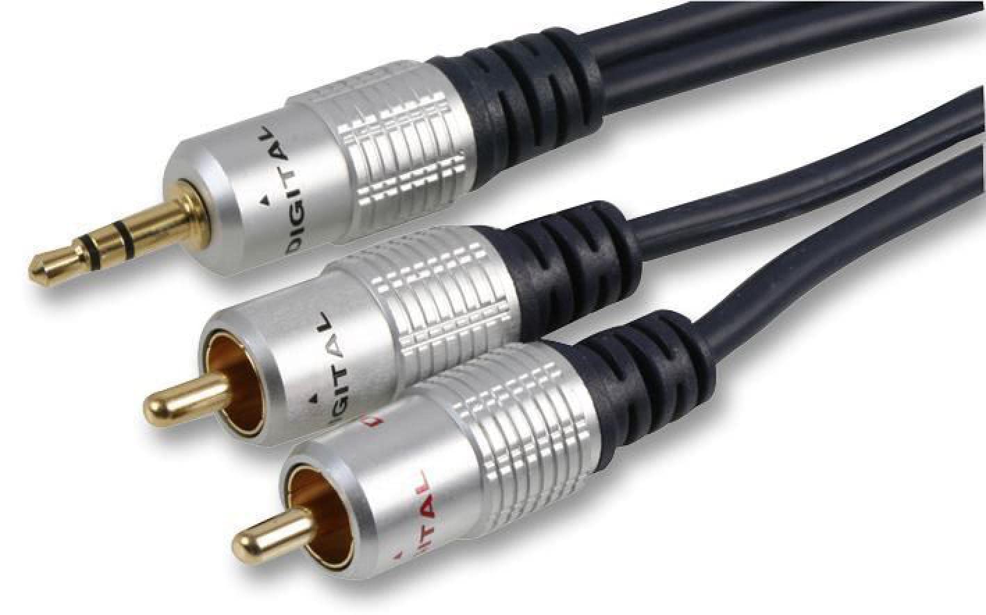 Pro Signal Black 3.5Mm Stereo Jack To 2X Phono (Rca) Plug To Plug Lead, 15M