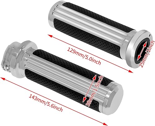 Miniatura 4 de Empuñaduras de manillar de motocicleta para manillar de 1" 0.984 in ajuste universal para Harley Touring Dyna Softail Sportster XL 883 1200 Chrome