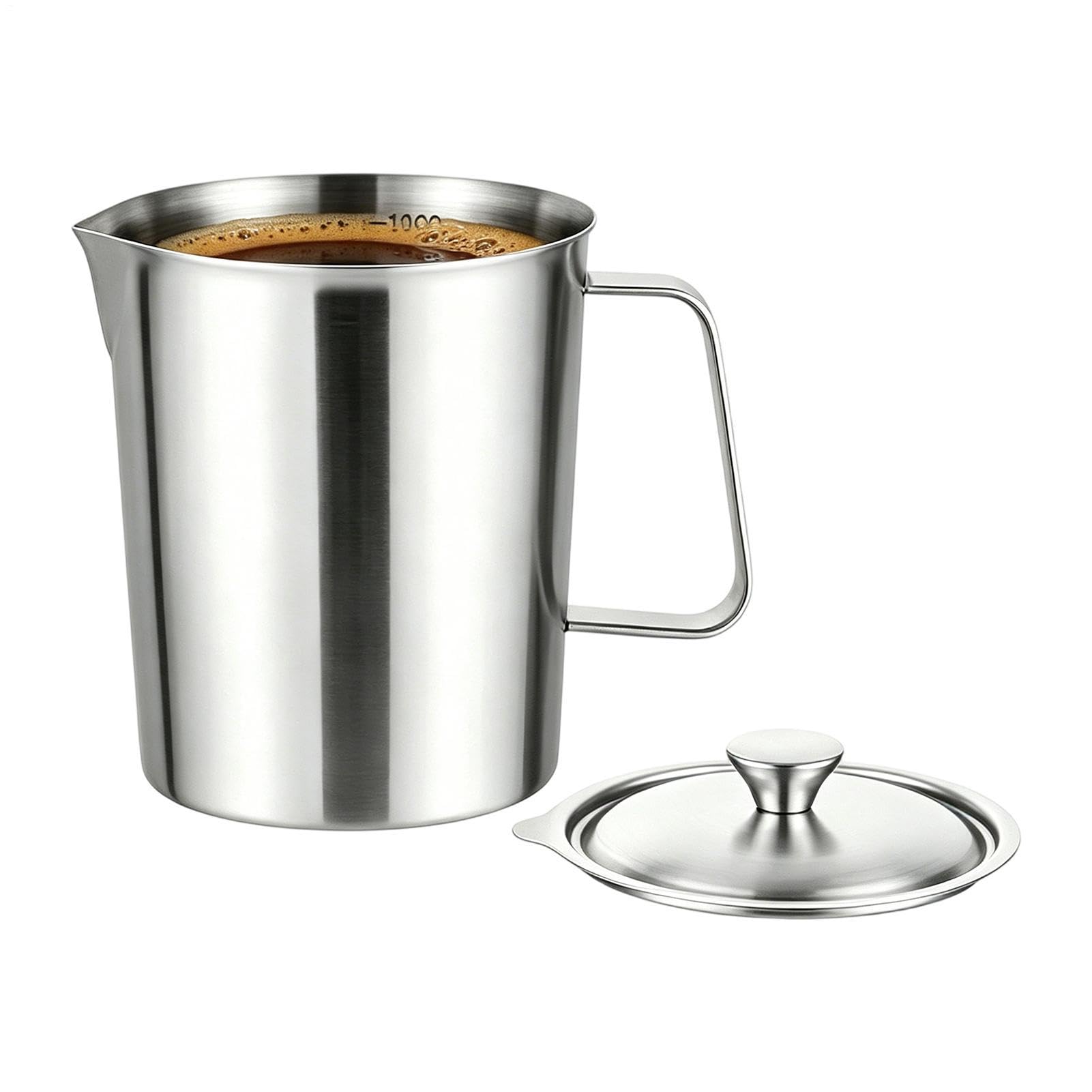 Vaso de acero inoxidable de alta resistencia con doble escala y tapa para repostería