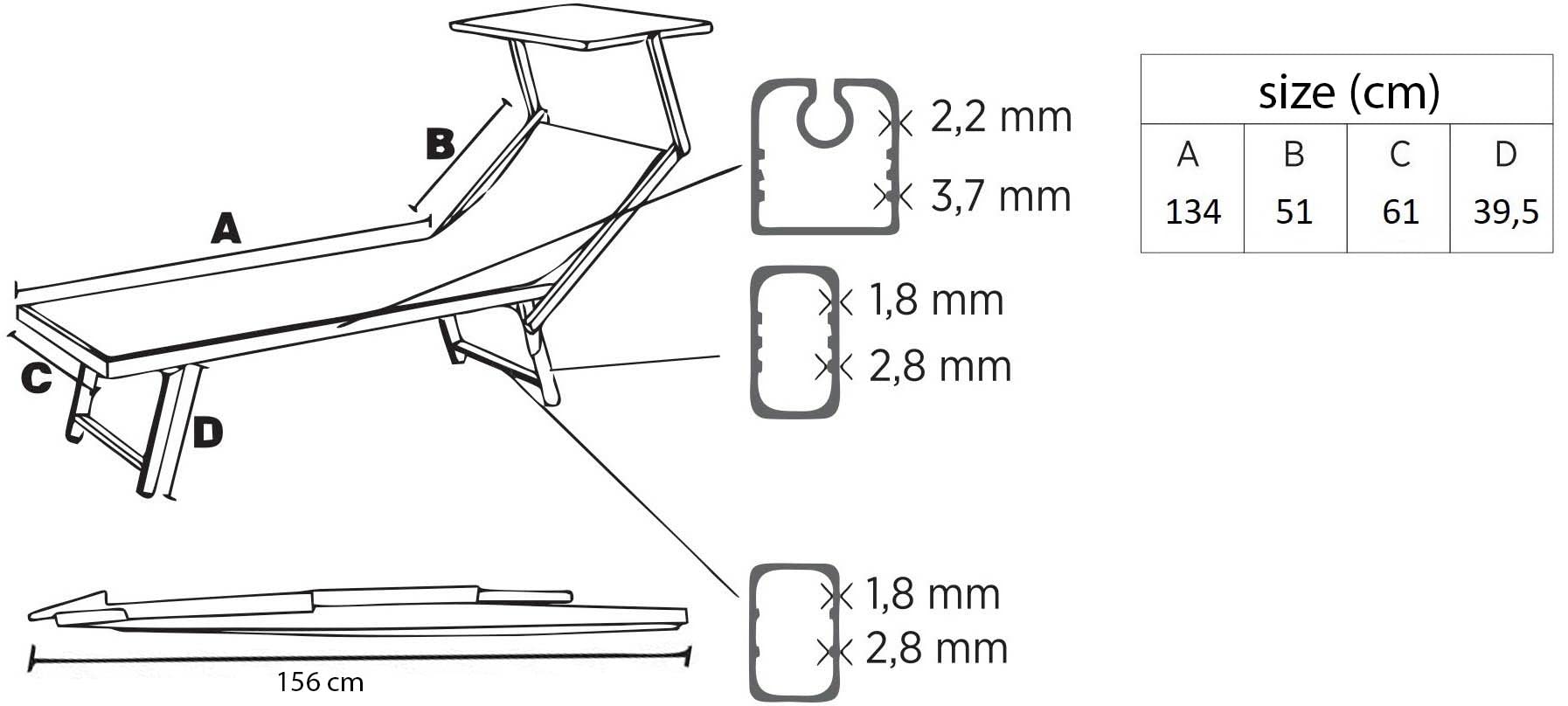 Lettino Mare Professionale in Alluminio L-Mediterraneo | Tetto Parasole Pieghevole, Rivestimento in Textilene, Ideale per Spiaggia, Piscina e Giardino (Tortora/Alluminio)