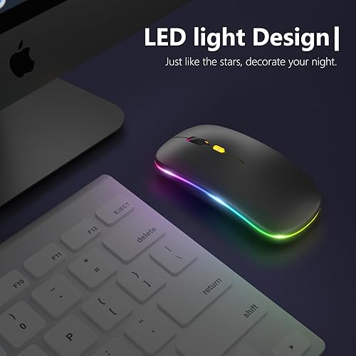 Miniatura 4 de Actualización Mouse inalámbrico LED, mouse delgado y silencioso 2.4G mouse portátil óptico de oficina con USB y receptor tipo c, 3 niveles de DPI