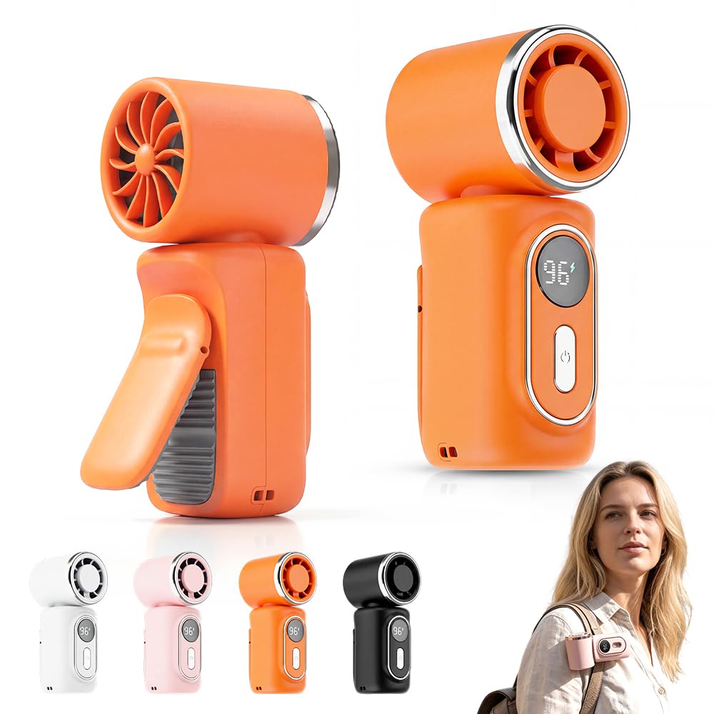Ventilador portátil con motor sin escobillas de alta eficiencia y cabezal giratorio de 180°
