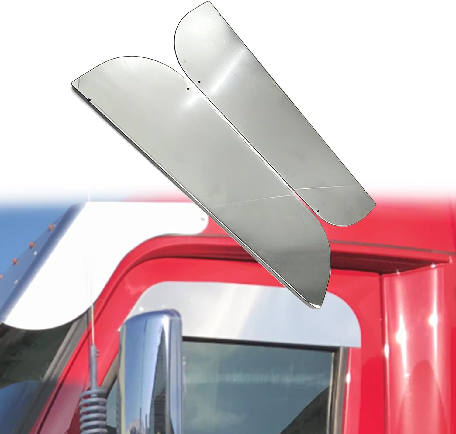 Stainless Steel 7'' Chopped Window Trim for 2008-2021 Freightliner Cascadia, 2 Pack