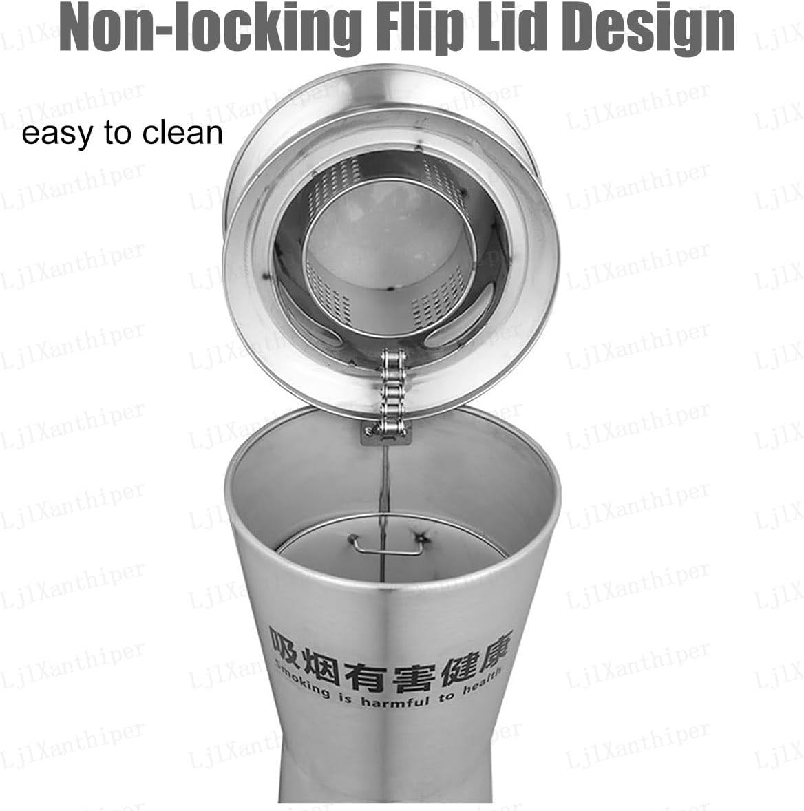 Stainless Steel Butt Receptacle,Outdoor Cigarette Butt Disposal,Floor Standing Garbage Ash Bin,Waste Container Trash Receptacle,Commercial Trash Can,for Yard,Shopping Center Hotel Fixed