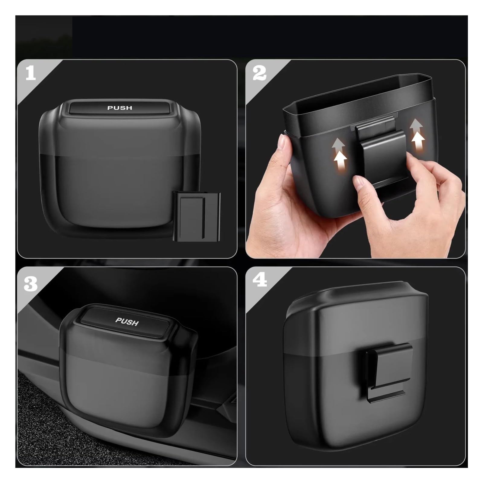 Poubelle De Voiture Poubelle Suspendue Multicolore pour Mini Couvercle Poussoir avec Sac Rangement Intérieur pour Camion SUV Véhicule Poubelles Véhicule(Silver)
