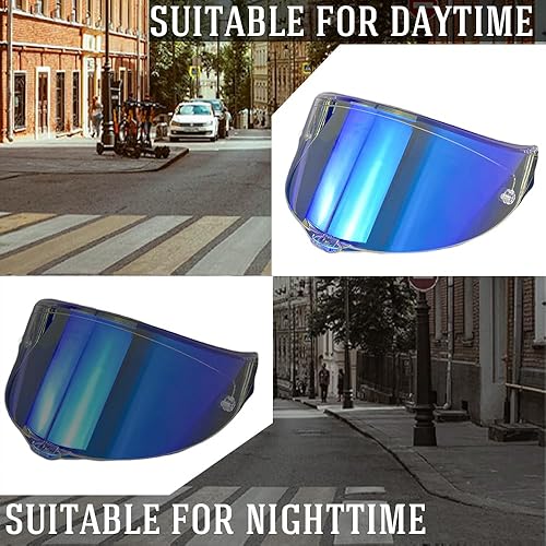 Miniatura 6 de Pista Shield Reemplazo para AGV Pista GPR, Corsa-R, Pista GPRR Face Shield Race3 Visor Protección UV (Revo Azul Claro Día y Noche)
