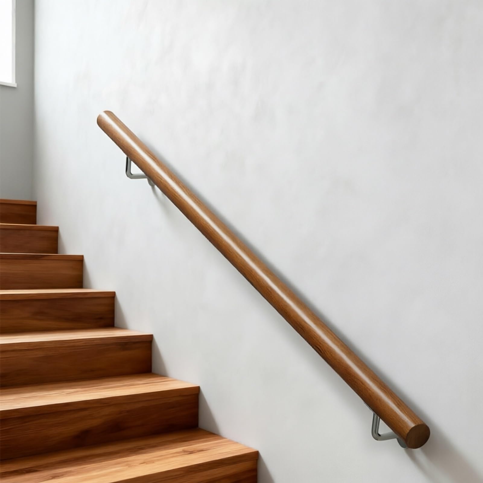 DMCHENGMA Solid Wood Stair Railing - Decorative Wall Mount Round Handle 60cm 1.5m 1.8m 2m 2.4m 300cm Stairway Handrail(9ft/270cm)