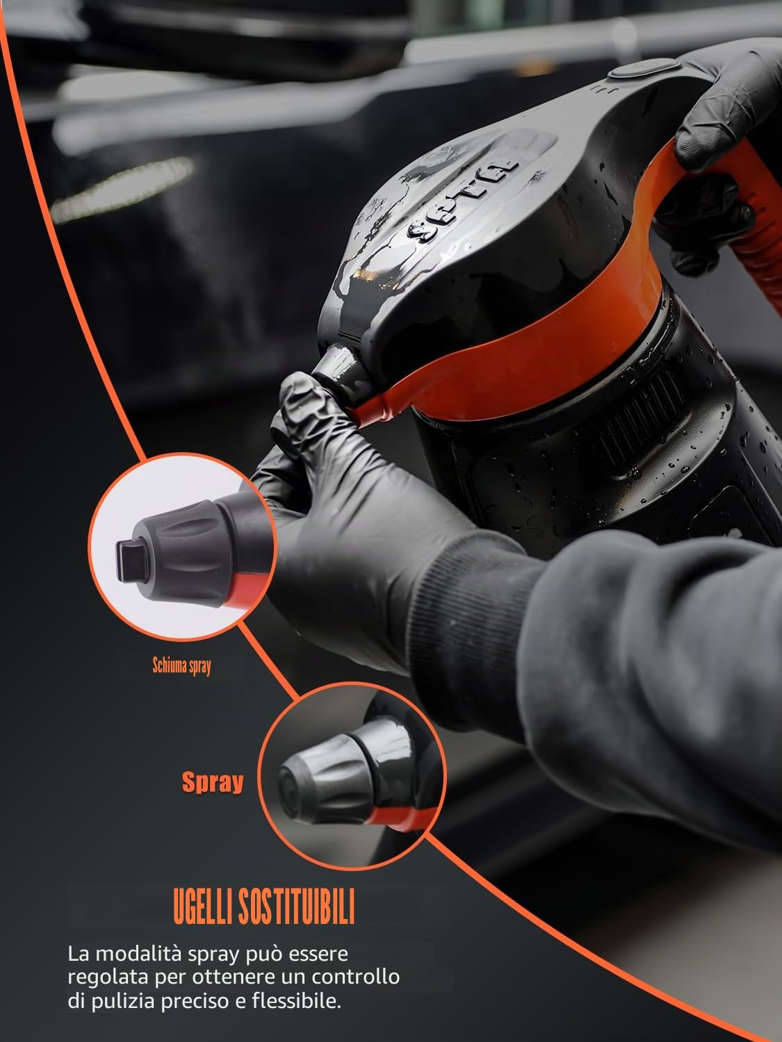 SPTA Spruzzatore di schiuma a pressione, 2,25 l/8 oz elettrico pressurizzato spruzzatore di schiuma per auto, spruzzatore a pompa senza fili, schiuma idropulitrice per lavaggio auto con shampoo per