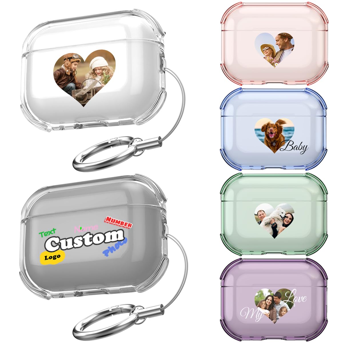Klsify Custom Photo Case for AirPods 1/2/3/4 AirPod Pro 1st/2nd/3rd Generation Personalized Text Name Customized Heart Image Logo Picture Design