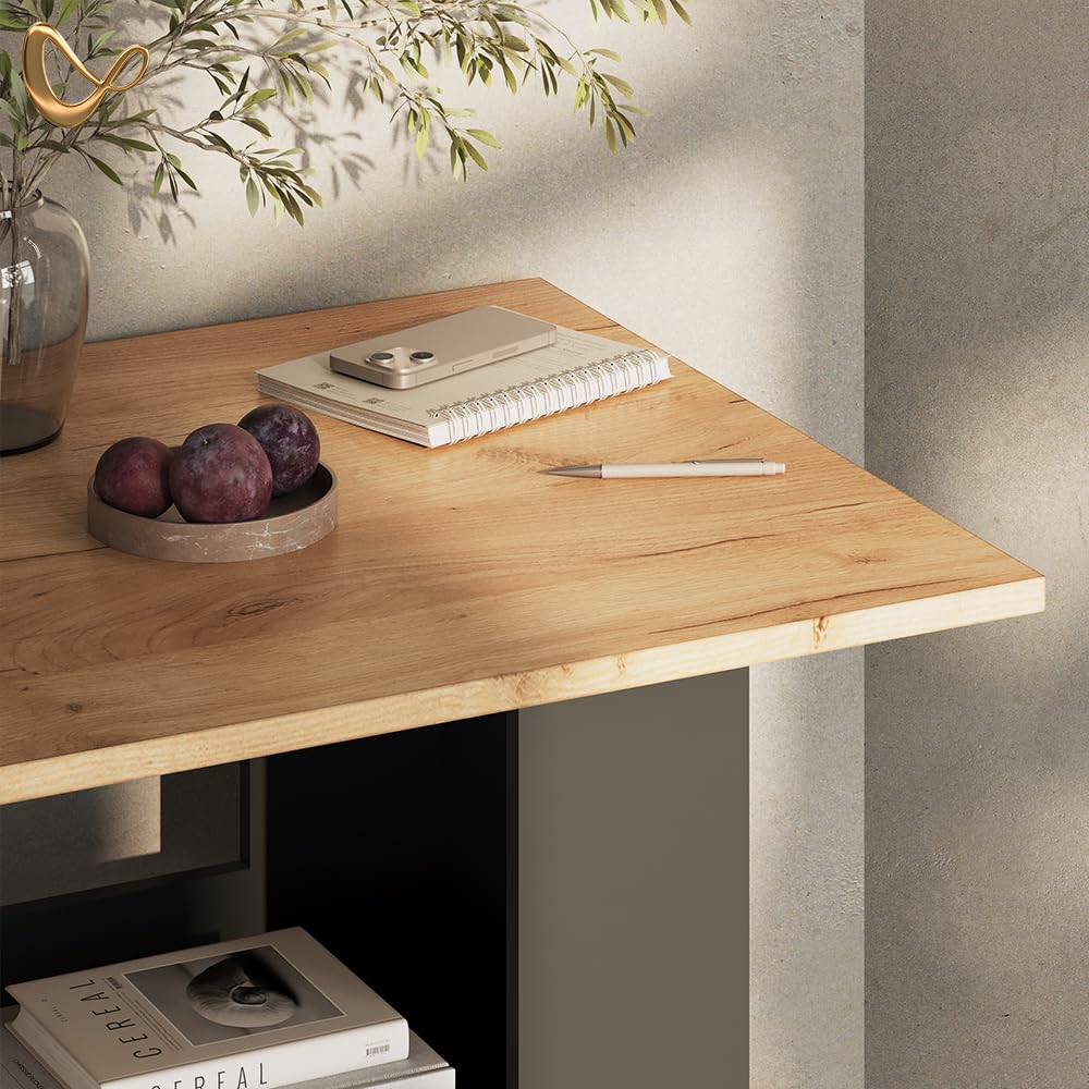 Livinity Bartisch Regusa, Goldkraft Eiche/Anthrazit, 110 x 65 cm