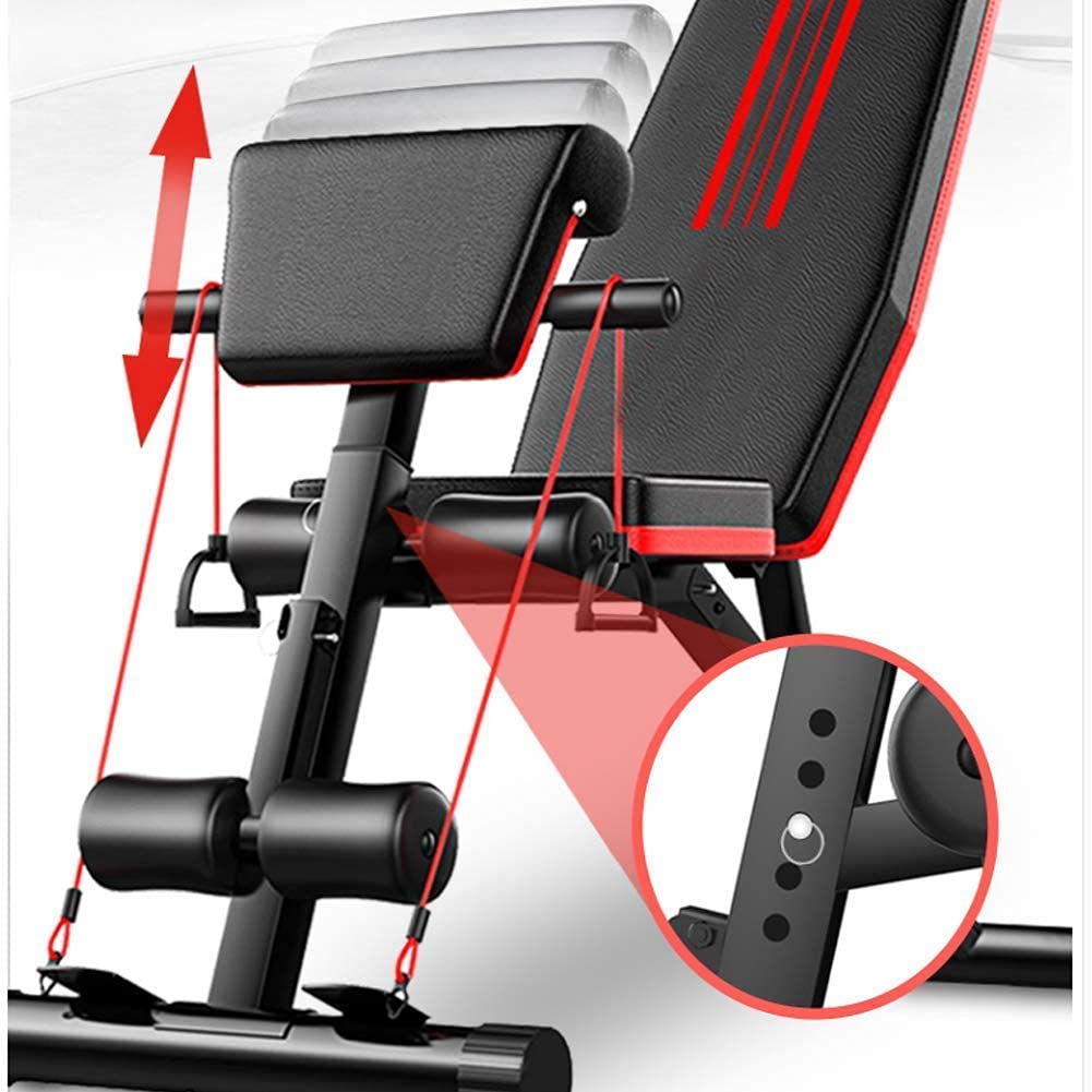 OTQEFTN Dumbbell Bench Fitness Gym Weight Bench Press Preacher Curl Bench Foldable, Utility Weight Bench Adjustable with Leg Extension, Positions, 440LBS Weight Capacity