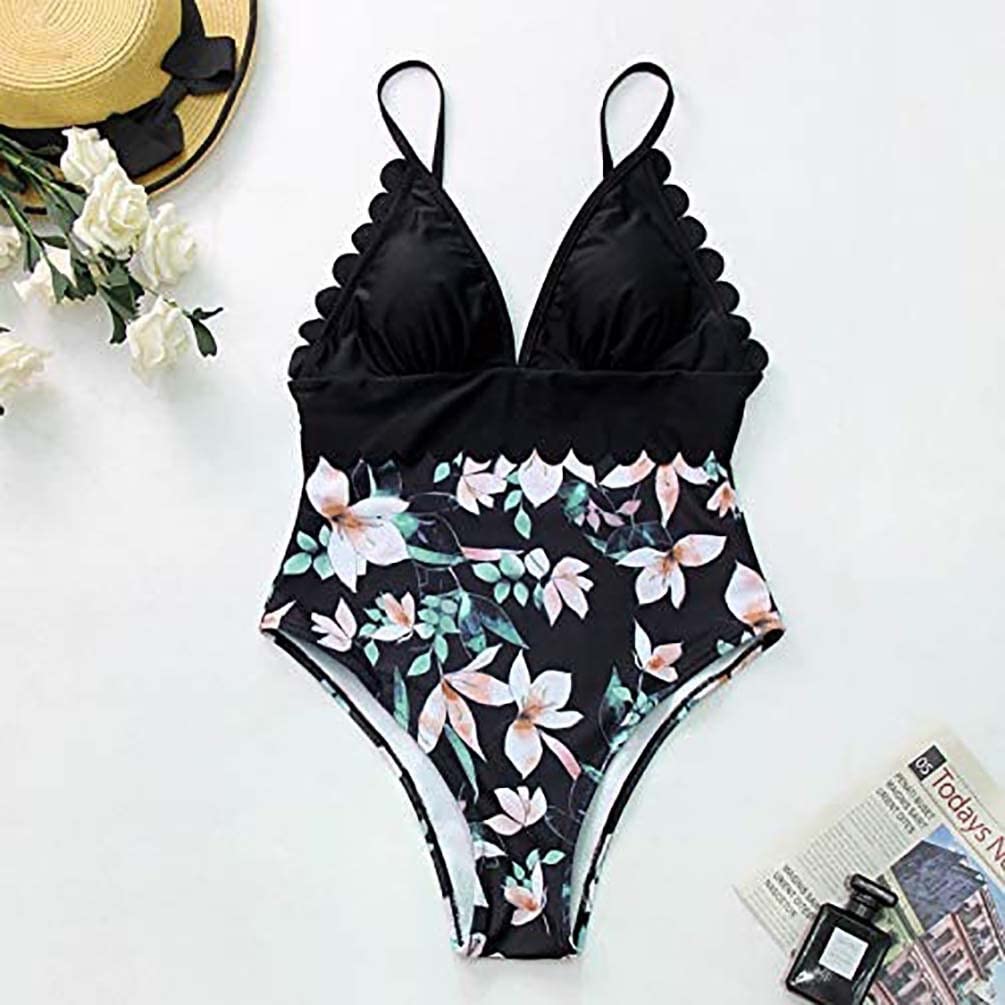 Bikini da Donna Sexy da Bagno Set Tankinis Up 1 Costume da Bagno Costumi da Bagno da Donna Sexy Stampa Push Costumi da Bagno Floreali Set di Tankini Costumi da Bagno (Color : A, Size : XXL)