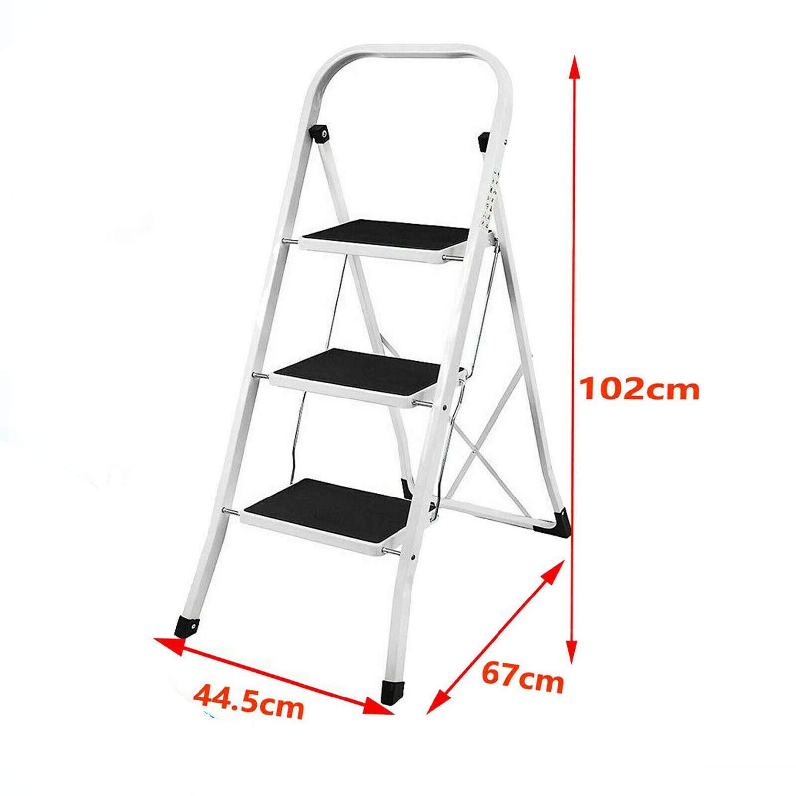 Escabeau pliable portable à 3 marches en acier haute performance avec profil en caoutchouc antidérapant – Idéal pour la cuisine dans le jardin