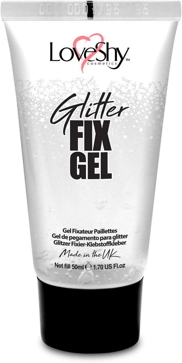 Glitter Fix Gel by LoveShy Cosmetics - (50ml) Vegan Face and Body Adhesive Primer glue for glitter, eye shadow, pigment, eye dust application