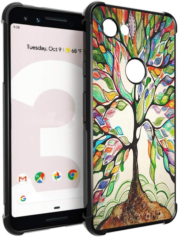BYBART Google Pixel 3a XL Case, [Scratch Resistance + Shock Absorption] Slim Flexible Protective Silicone Cover Phone Case for Google Pixel 3a XL - Colorful Tree