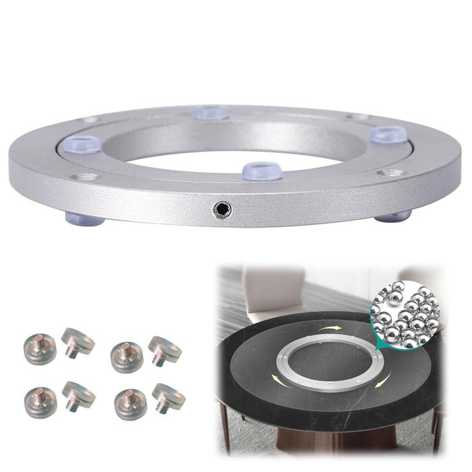Giradischi Girevole Lazy Susan, Cuscinetto per Giradischi in Alluminio, Cuscinetto A Sfere per Giradischi, Ø 140~800mm, per Tavolo da Pranzo da Cucina (Misurare : 35cm(13.8inch))