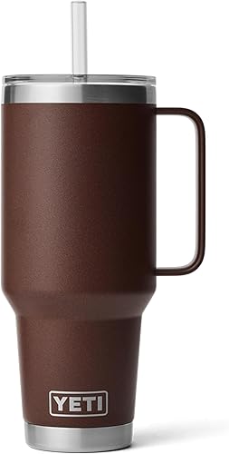 Miniatura 19 de YETI Rambler - Vaso de viaje con asa y tapa con pajilla, de 42 onzas, con aislamiento al vacío con asa, acero inoxidable, color azul ola grande Azul