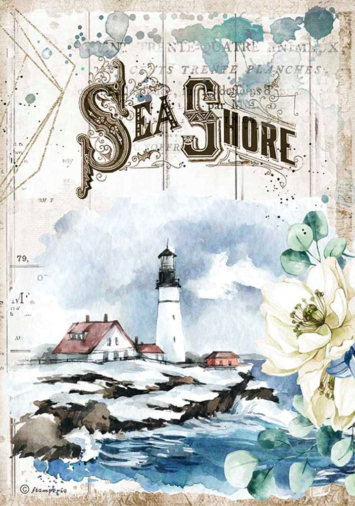 STAMPERIA INTERNATIONAL, KFT Stamperia-Rice Paper-Romantic Dream-Sea Shore, Multicoloured, A4