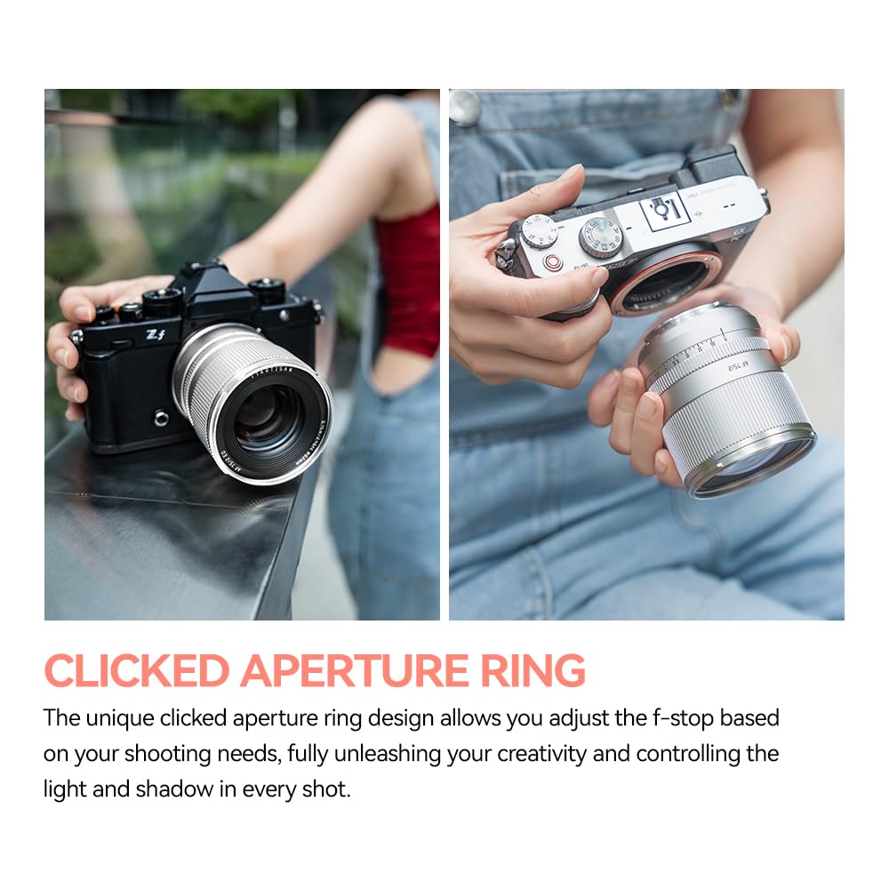 TTARTISAN AF 75mm F2 Vollformat Objektiv L Mount, STM Autofokus Große Blende mit Geklicktem Blendenring Kompatibel mit Panasonic/Lumix/Leica L-Mount Kameras (Silber)