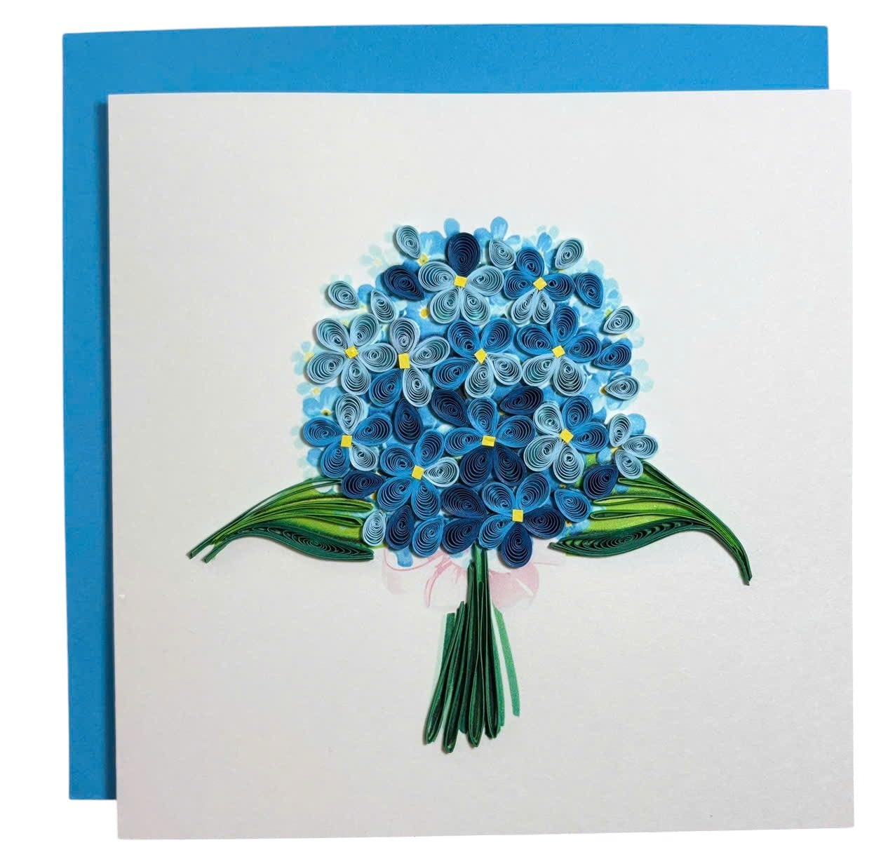 Tarjeta de felicitación de hortensias 3D hecha a mano para el día de la madre, día del padre, cumpleaños, aniversario, diseño hermoso y único, interior en blanco listo para regalar, incluye