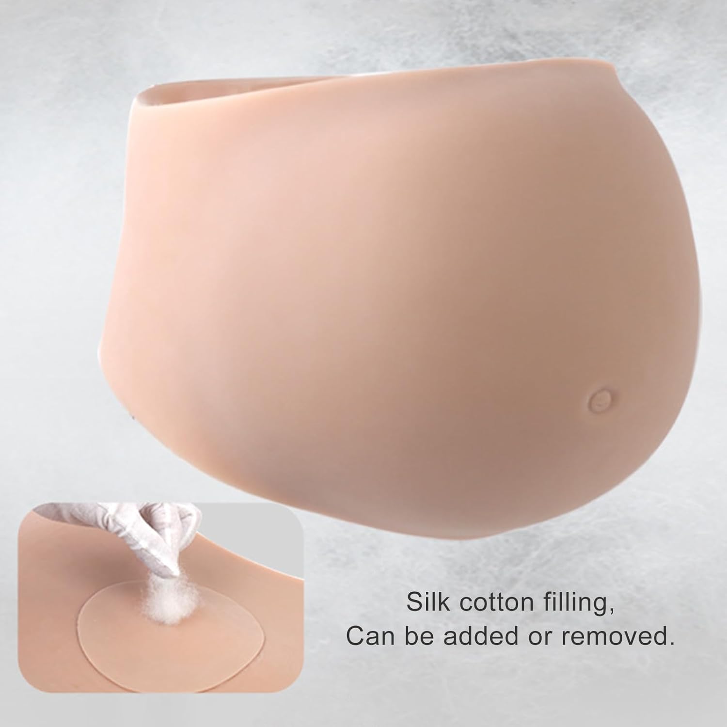 Fake Pregnant Belly with Silk Cotton Filling, Concave Bottom Artificial Silicone False Tummy for Flims Props, Cosplay