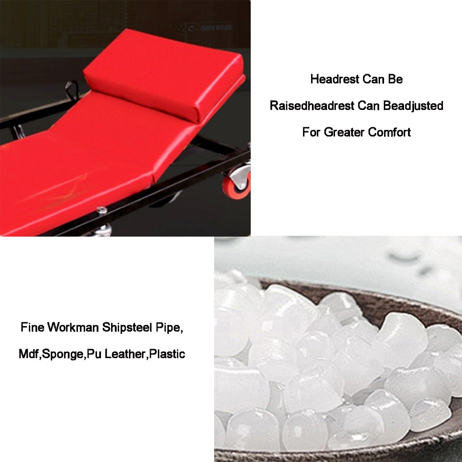 Genérico Camilla Mecánica Plegable For Garaje, Ajustable, con Ruedas, Reclinable, For Mantenimiento De Automóviles.