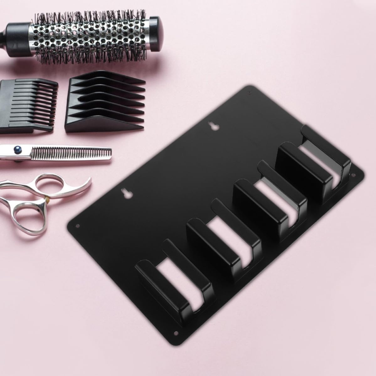 Baluue Soporte para Cortapelos Eléctrico de Pared Negro Diseño Estable y Acabado Profesional, Organizador de Herramientas para Salón y Barbería, Paquete de 3 Piezas