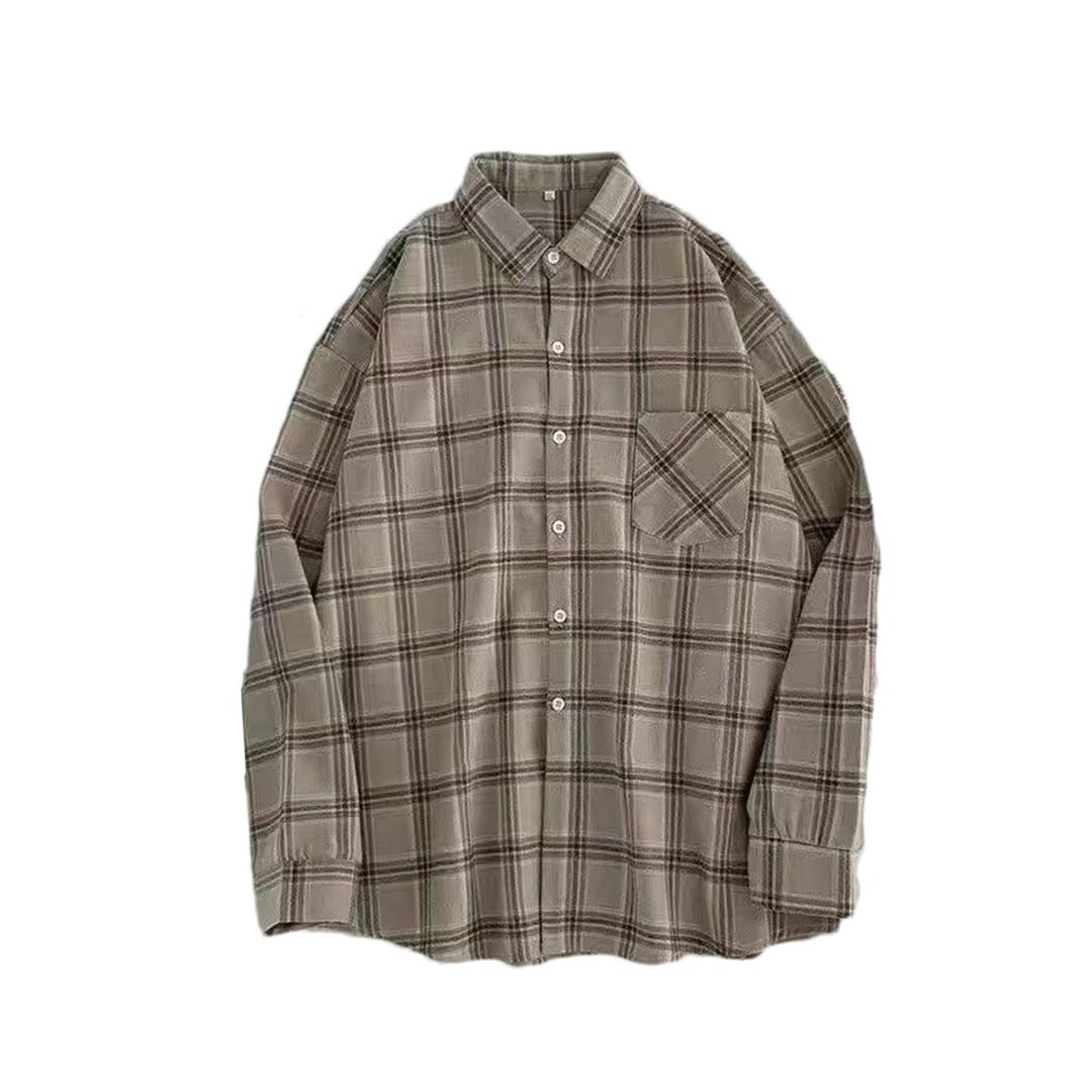 Camisas De Manga Larga A Cuadros Vintage para Mujer, Tops De Solapa Informales Holgados con Botones De Otoño, Prendas De Vestir