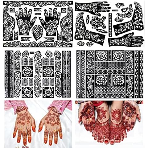 Henna tattoo kit,Indian Temporary Tattoo Stencils Glitter Airbrushing Diy Henna Tattoo Stencils Henna Body Art Templates, Hands Feet Leg Arm Tattoo Stickers Cover