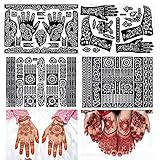 Henna tattoo kit,Indian Temporary Tattoo Stencils Glitter Airbrushing Diy Henna Tattoo Stencils Henna Body Art Templates, Hands Feet Leg Arm Tattoo Stickers