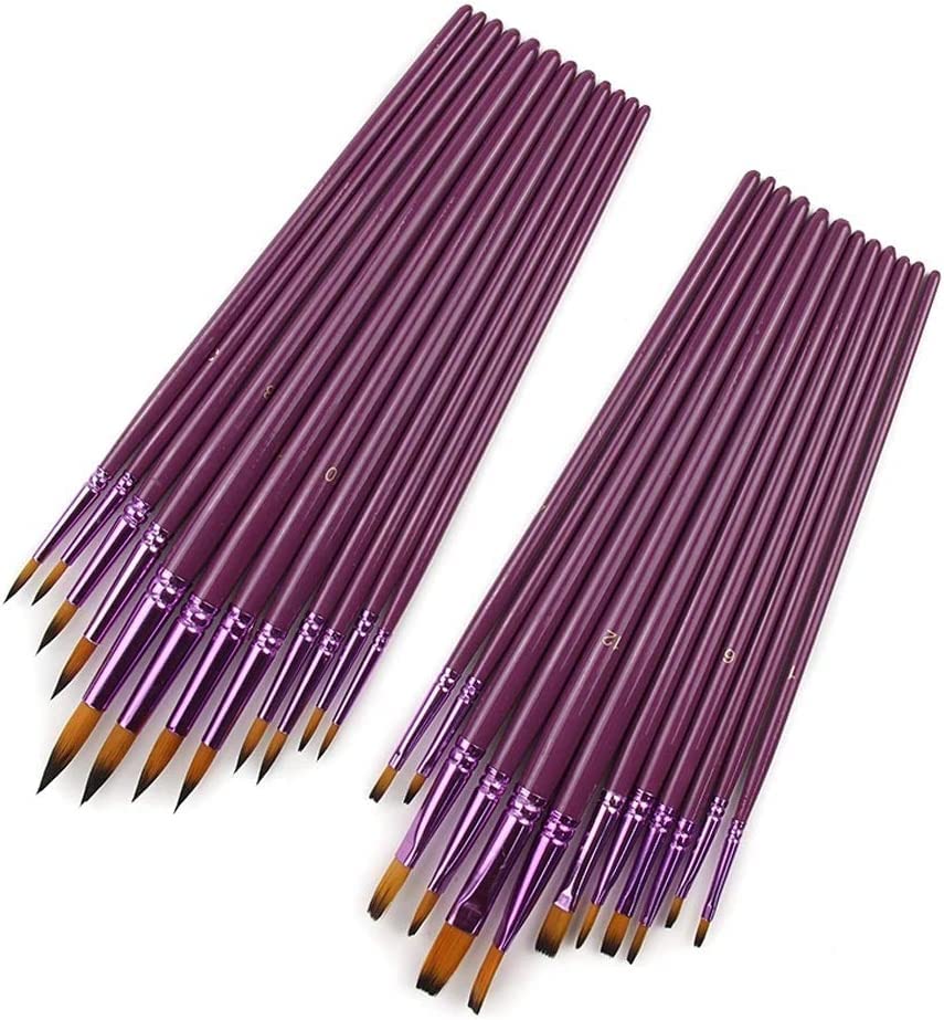 Set di 12 pennelli per Pittura in Nylon fine di Diverse Dimensioni per acquerelli, acrilici, Oli, pennelli per Disegno, Forniture artistiche