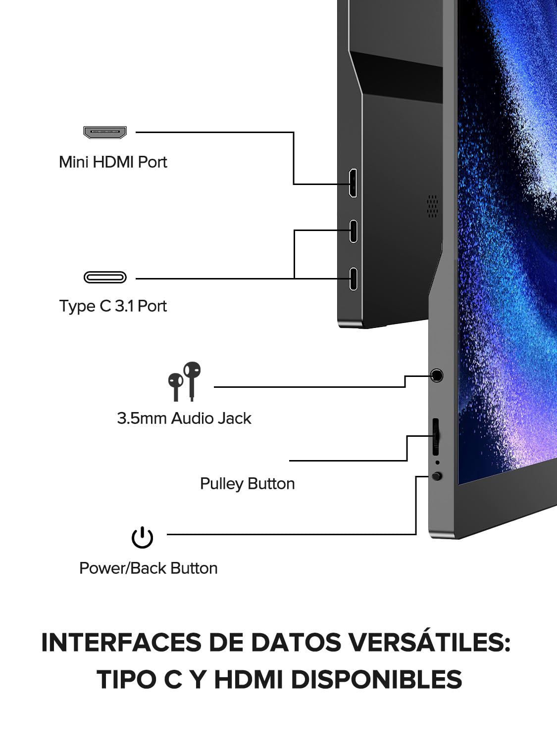 UPERFECT Monitor Portátil Táctil 15.6" 125% sRGB Portable Monitor de Viaje Mate 2000:1 Contraste FHD EyeCare Bolsa Multifuncional de Cuero, Pantalla Portátil para Laptop/PC/Teléfono/Game Console