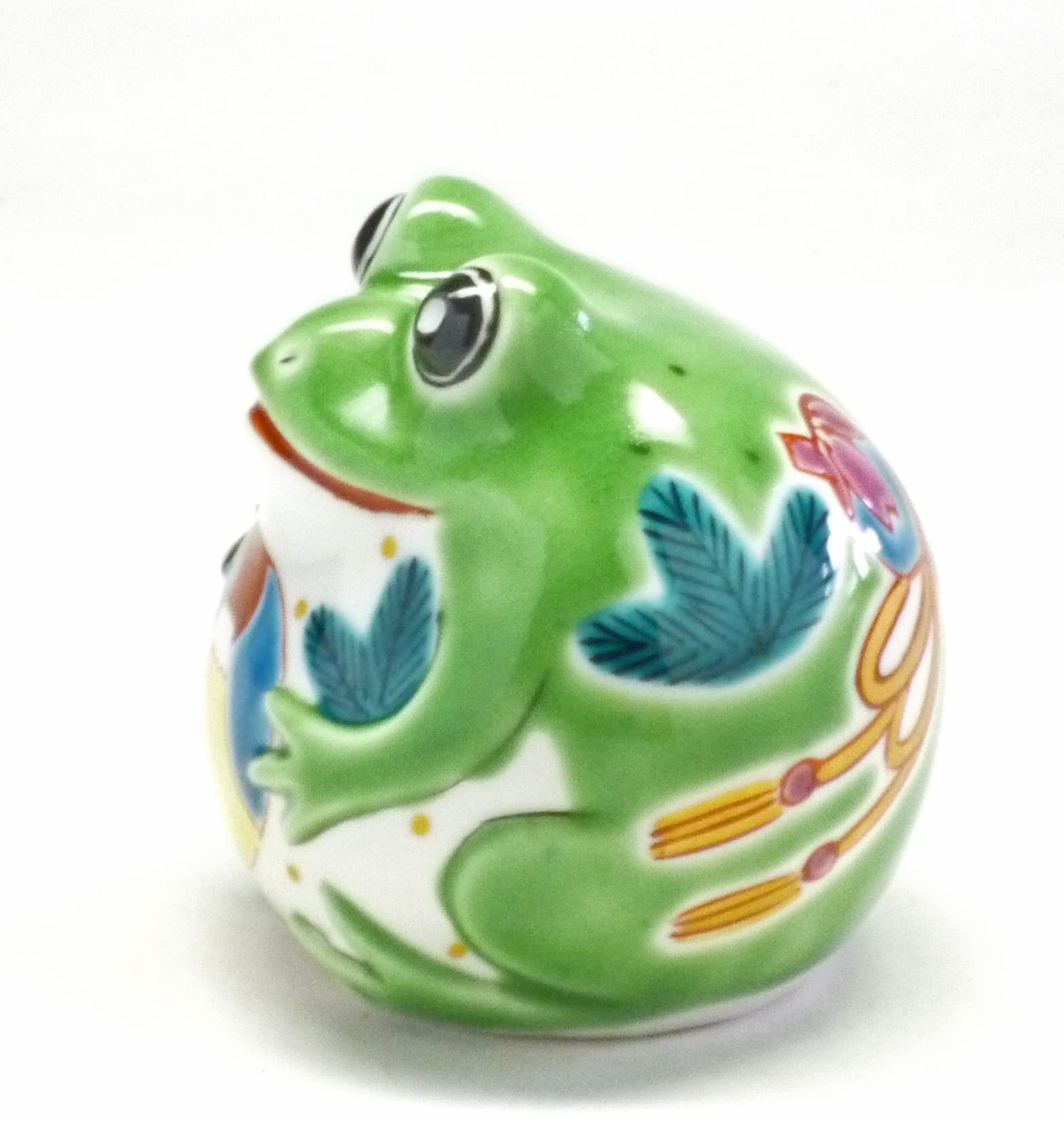 Amazon.co.jp: 百華園 九谷 カエル 蛙 幸運 置物 大 薄緑 富士山