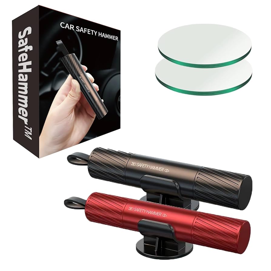 Safe Hammer Glass Breaker Under Water, Safehammer Car Window Breaker 2025 Upgraded Car Life Hammer Seatbelt Cutter Emergency Escape Tool New Cars Compact Po