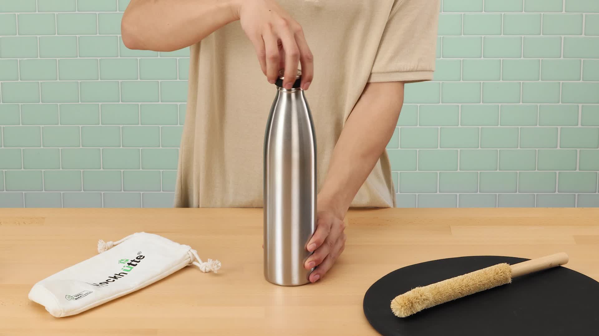 ETIPIK Gourde Acier Bouteille Isotherme En Acier Inoxydable Pour Homme - 1, 10 L - Bouteille Thermos Métallique Pour Gym Et Boissons