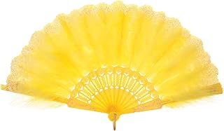 MWOOT Marabou Feather Fan, 1920s Flower Embroidered Hand Fan Vintage 1920s Style Hand Fan for Halloween Costume Dance Show…