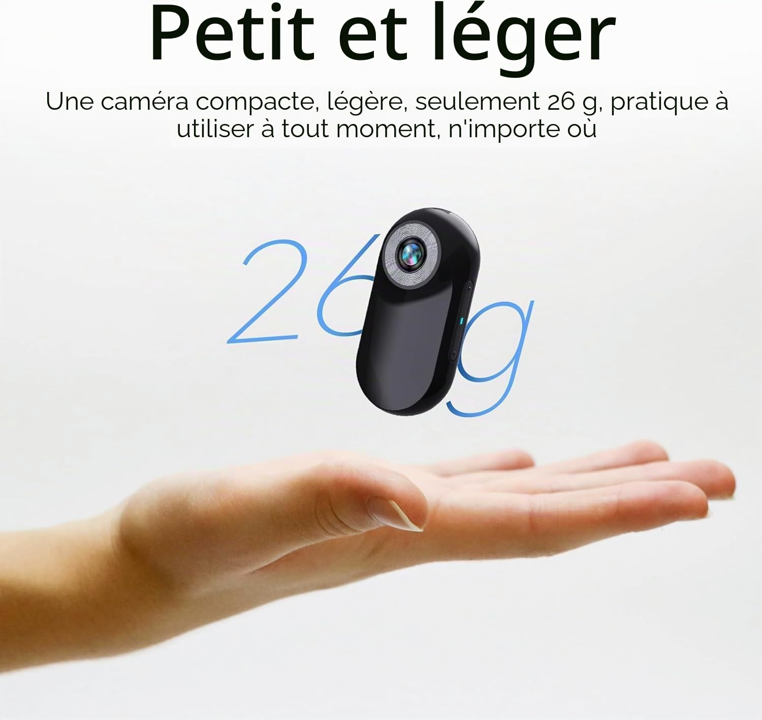 Xilecam Camera Portable Miniature Mini Caméra Sport Carte Mémoire 32 Go Camera Moto Caméra POV Magnétique Léger Multifonction Accessoires Mini Body Cam（Noir Brillant）