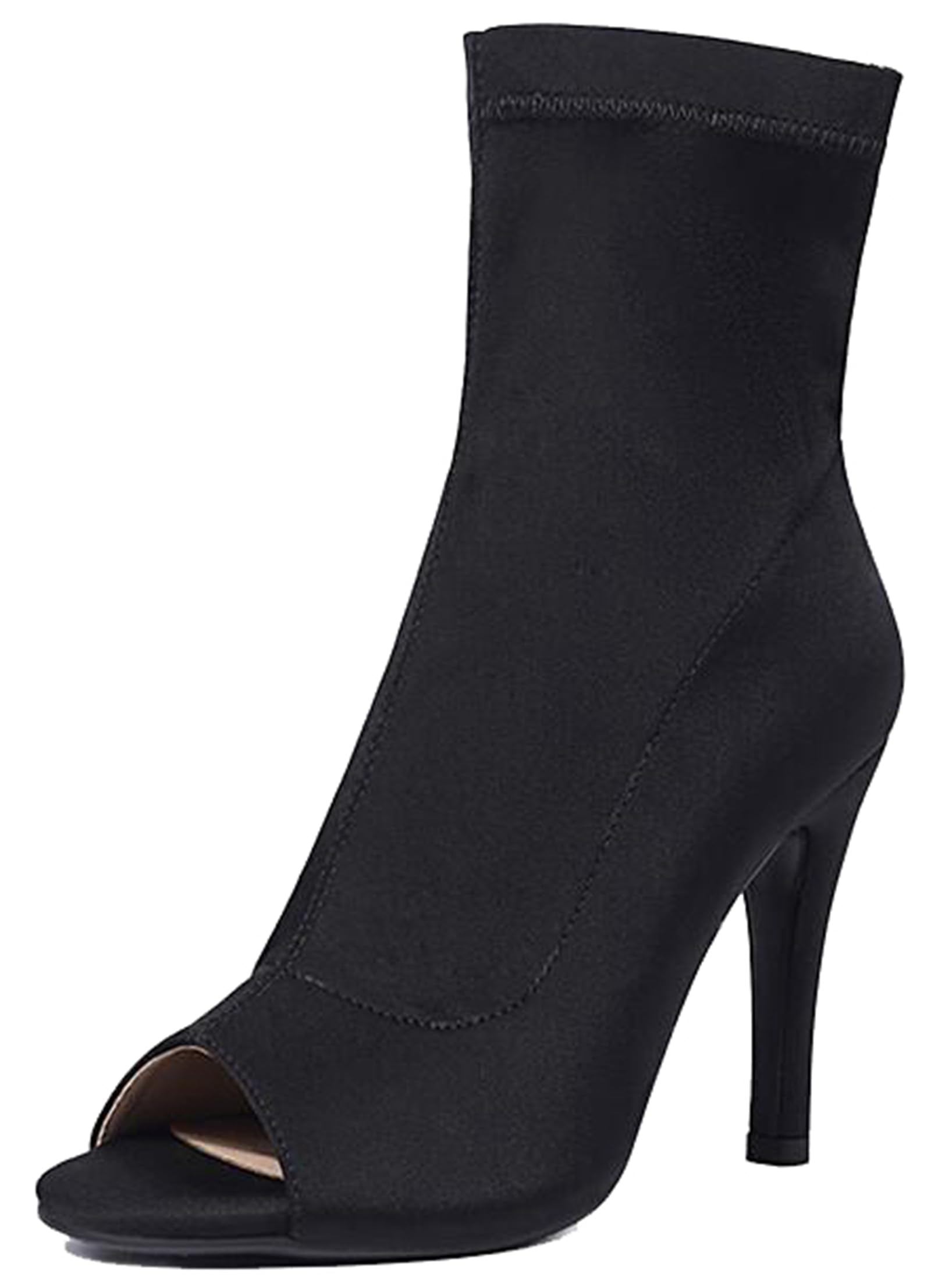 MinishionWomens Ankle Dance Shoes Open Toe Stiletto High Heel Fashion Booties Z007