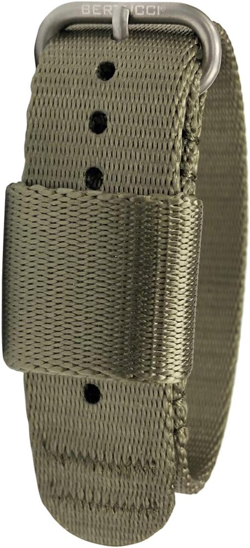 BERTUCCI Men's G–Type Comfort-Webb Field Drab 19mm Nylon Webbing Strap Matte Stainless Steel Buckle Watch Band