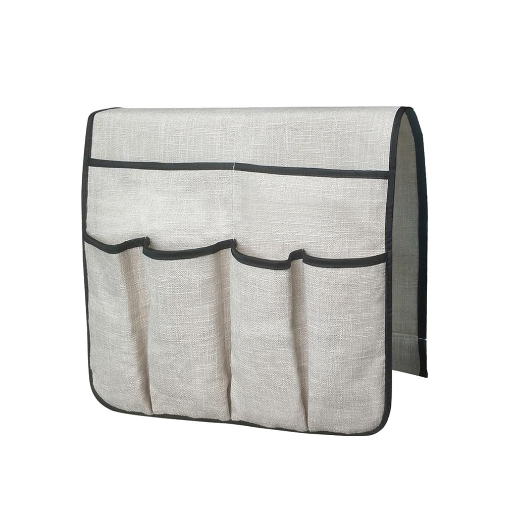 Bolsa para reposabrazos de sofá, soporte para mando a distancia para el hogar, hotel, oficina, dormitorio, sala de estar, sillón, silla, bolsillo para sofá (beige, 2 piezas)