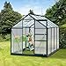 Outsunny 6' x 8' Greenhouse for Outdoors, Polycarbonate Greenhouse with Rain Gutter and Roof Vent, Aluminum Walk-in Green Houses for Outside for Patio Backyard Garden, Dark Green