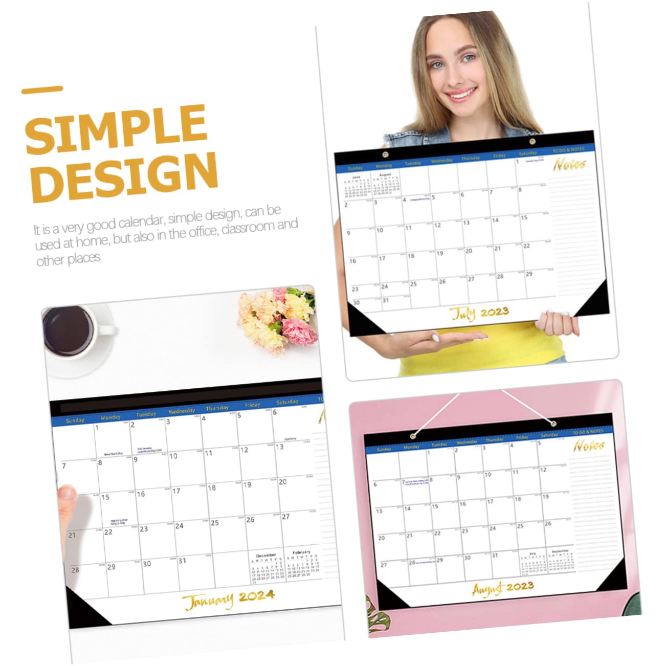 SEWACC 4stücke Noting Calendar Wandkalender Mit Countdown- Goldene Edition Für Raumplanung Und Wichtige Termine Einfacher Zugriff Und Praktische Nutzung